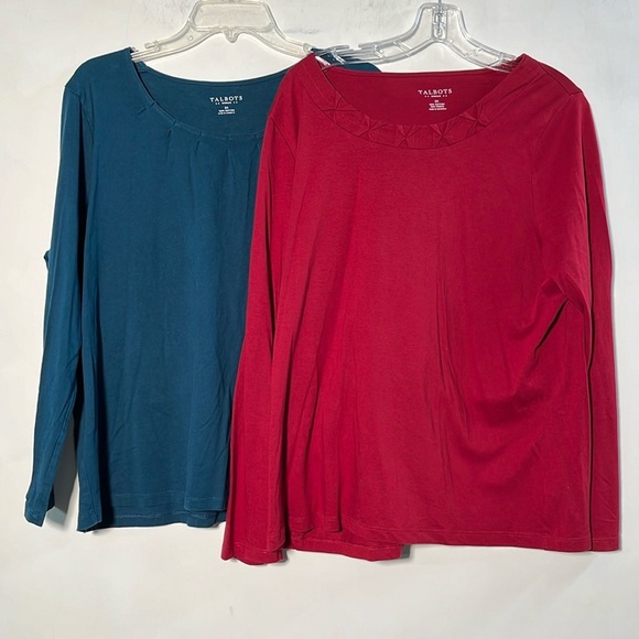 Talbots Tops - TALBOTS Set of 2 Teal/Wine Detailed Scoop Neck Office/Casual Weekend Tops SZ 2X